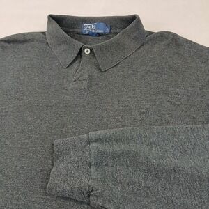 VTG Polo Ralph Lauren Large‎ Mens Polo Sweater Gray FLAWS 23x28